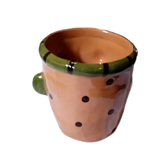 👣4/$20. Green Glazed Ceramic Funny Face Minimalist Planter - Picture 5 of 7